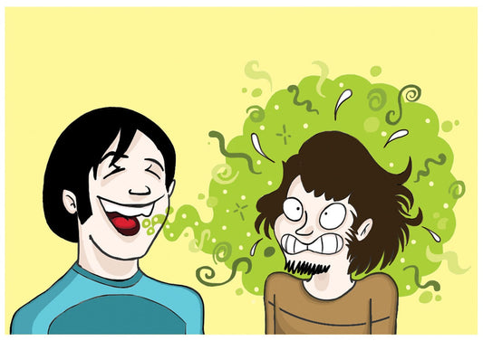 Man with bad breath due to smelly custom nightguard