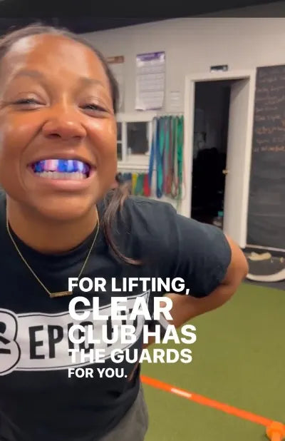 Weightlifter with a custom sports mouthguard