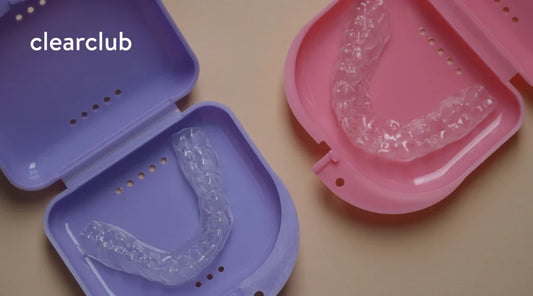 A clear retainer and a dental night guard displayed side by side.