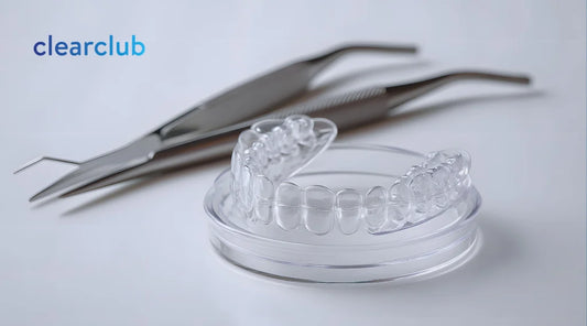 Clear dental retainer, commonly confused with a night guard