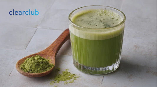 Cup of matcha drink made with matcha powder that may cause tooth staining.