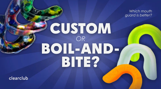 Thumbnail comparing custom and boil-and-bite mouthguards.