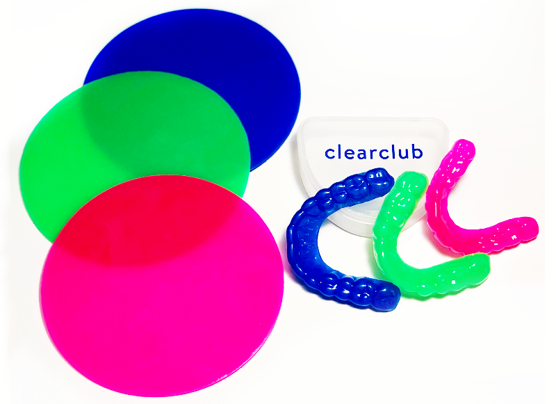 Color custom nightguards in blue, pink and green