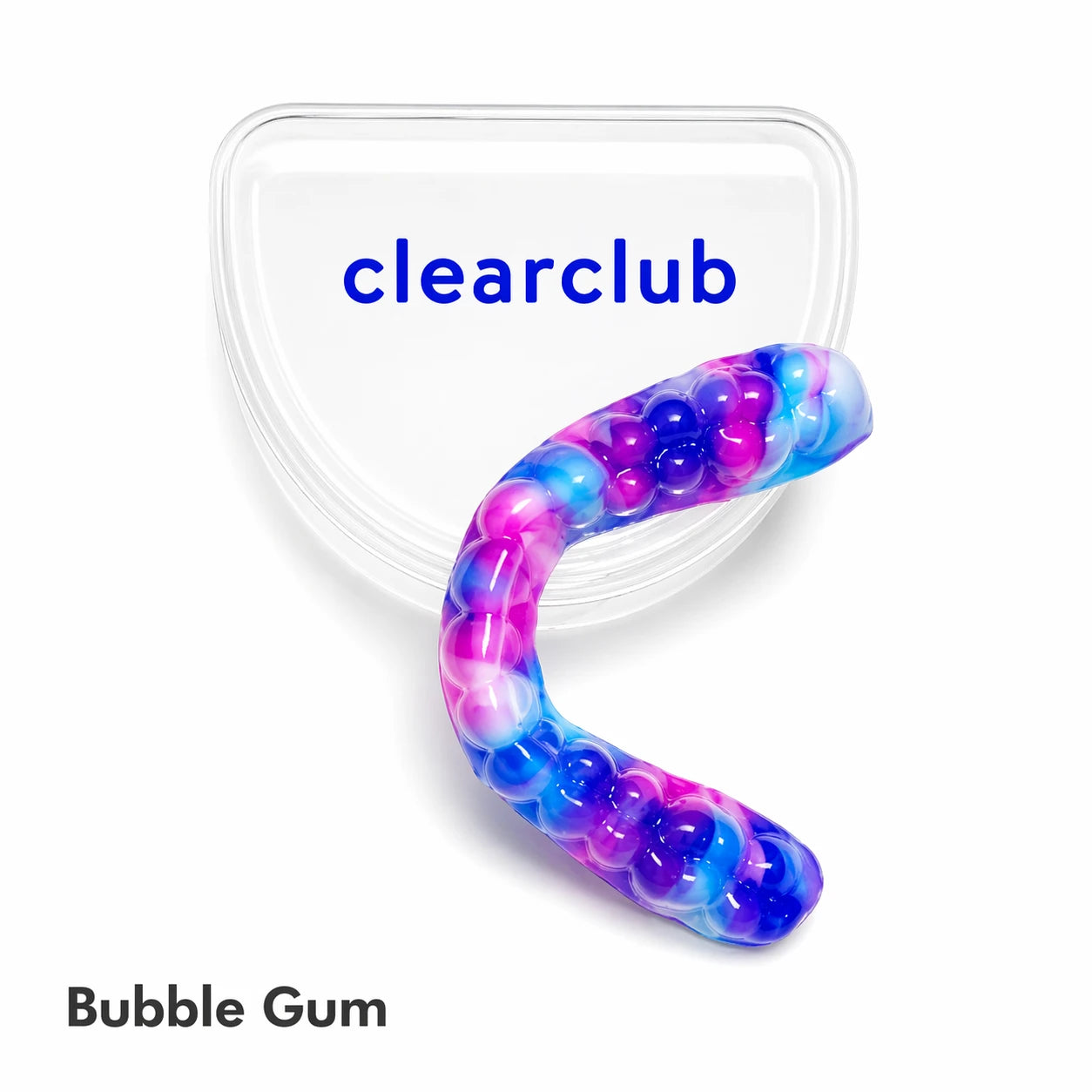 Bubble gum multi color night guard in pink blue and purple custom dental mouth guard ClearClub