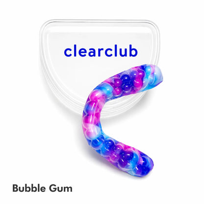 Bubble gum multi color night guard in pink blue and purple custom dental mouth guard ClearClub