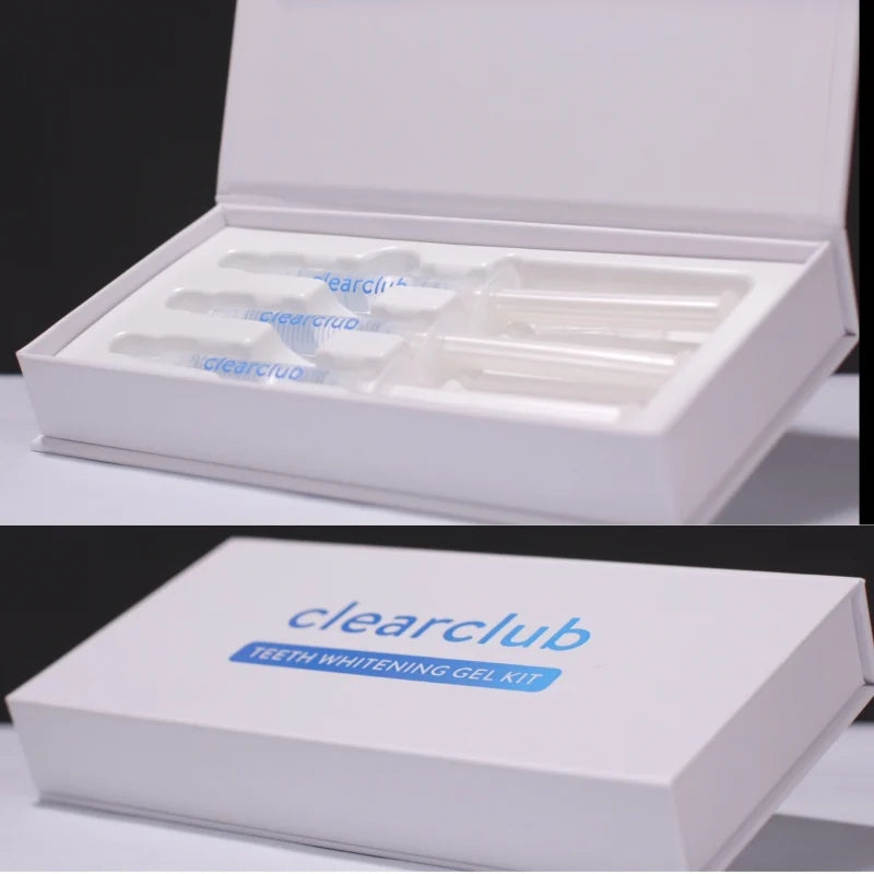 Teeth whitening gel packaged in a box
