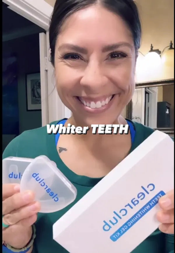 holding teeth whitening trays and whitening gel